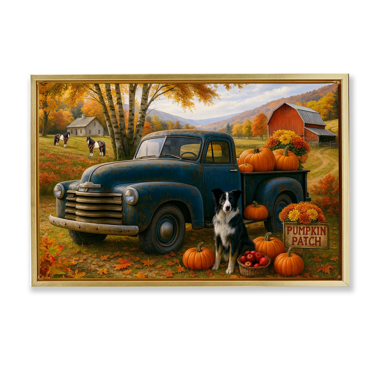 Stupell Industries Autumnal Farmland Collie Dog Floating Frame, design by Tom Crehan